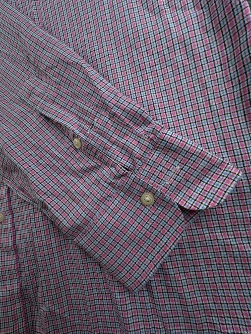 Polo Ralph Lauren Pink Blue Check Men Long Sleeve Button Up Shirt Cotton Large